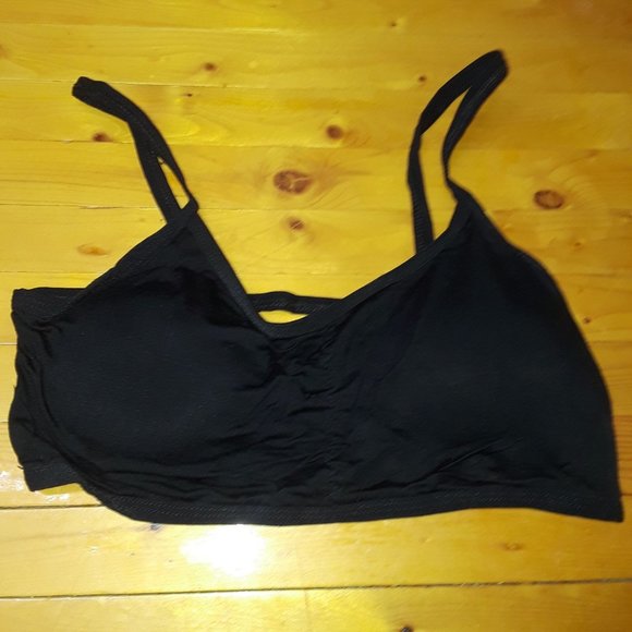 Black Strappy Back Stretchy Bralette Crop Yoga Top - Picture 6 of 7